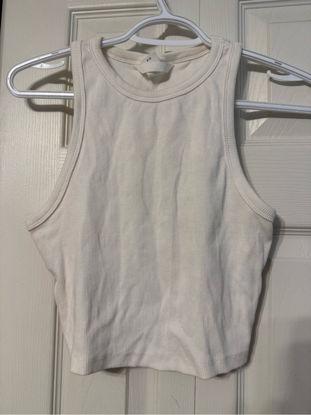 H&M White Ribbed Crop Tank